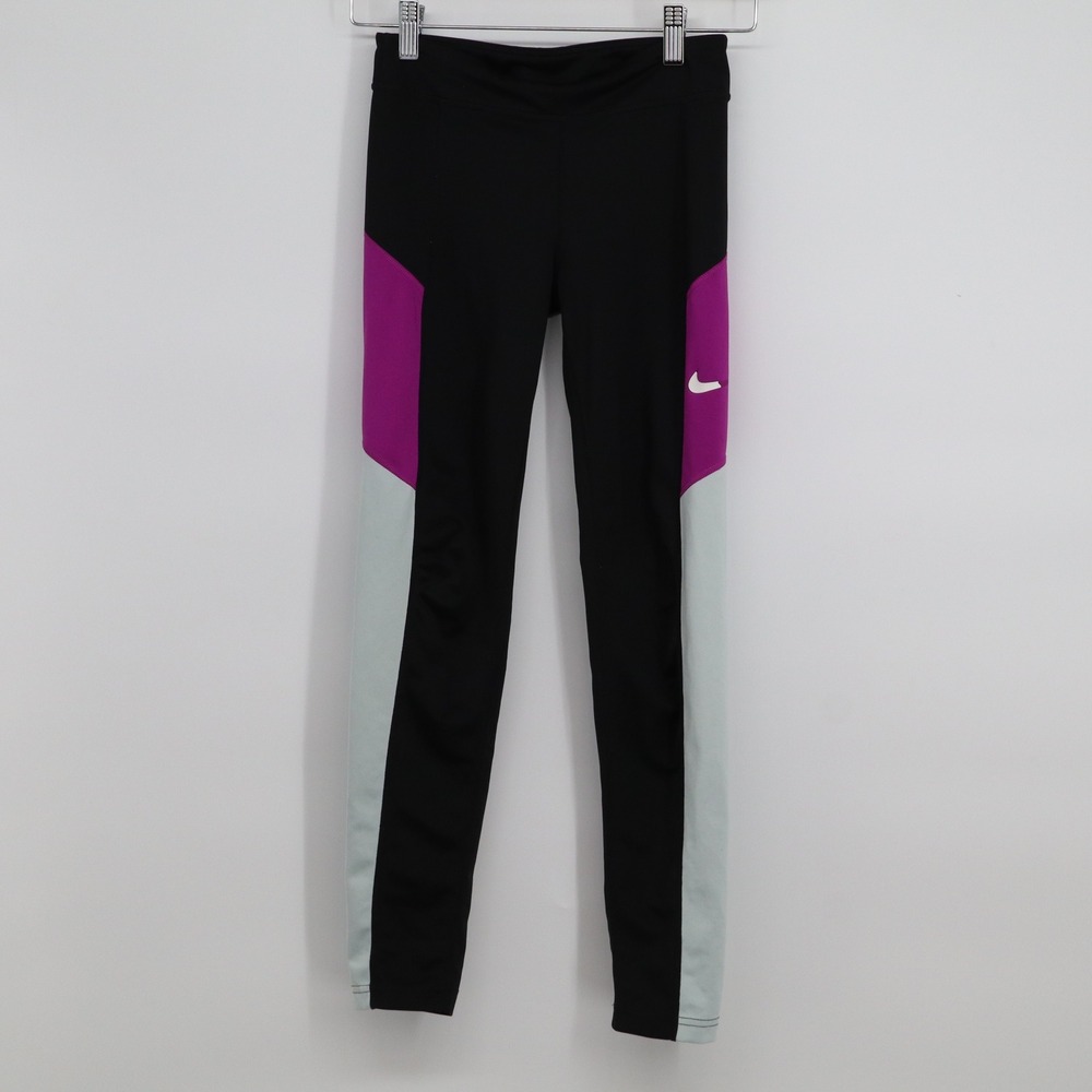 Nike Leggings Womens L Colorblock Black Purple Mint Activewear Good